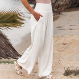 Pantalones de mujer - Cintura elástica - Piernas anchas - Comodidad elegante y chic
