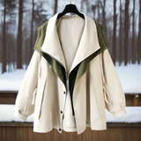Chaqueta bicolor elegante, oversize y funcional para mujer