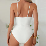 Traje de baño de una pieza para mujer – Escote pronunciado – Corte entallado – Elegante detalle de corte