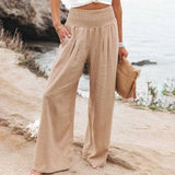 Pantalones de mujer - Cintura elástica - Piernas anchas - Comodidad elegante y chic