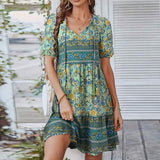 Paulina - Vestido bohemio único de manga corta
