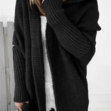 Cárdigan de mujer – Corte oversize – Lana de punto – Abertura frontal – Capucha