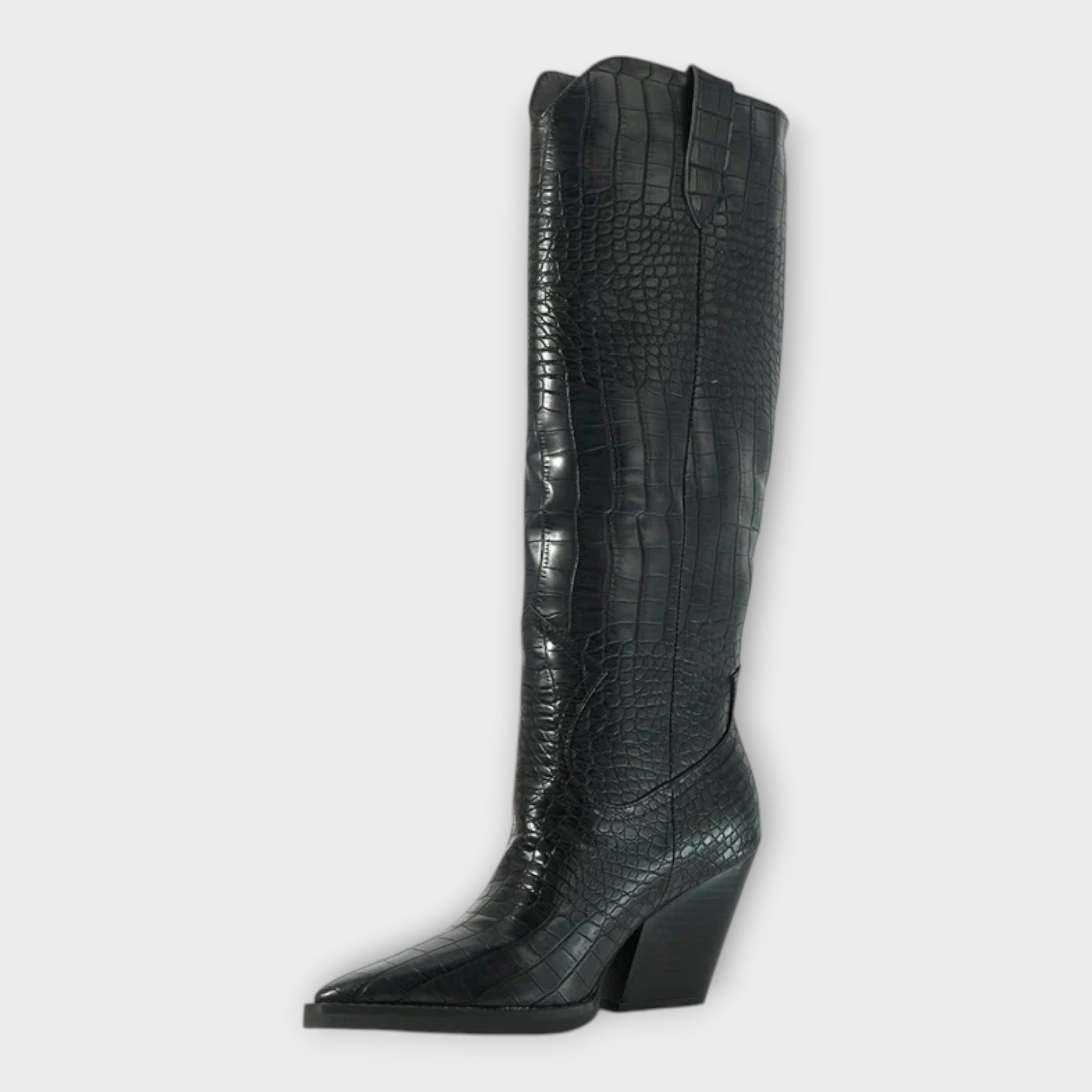 Zapatos con patrón de cocodrilo y elegante tacón