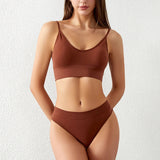 Top corto para mujer – Tirantes finos – Cuello redondo – Sin costuras – Tejido elástico acanalado transpirable