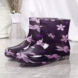 Botas impermeables de media caña para mujer – Fáciles de poner – Elegante estampado floral