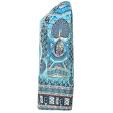 Vestido túnica para mujer – Cuello en V – Mangas anchas – Tejido ligero – Estampado bohemio