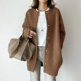 Cárdigan de mujer – Corte oversize – Lana cálida – Largo hasta la mitad del muslo – Mangas largas