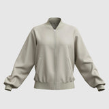 Chaqueta de mujer – Corte relajado – Algodón ligero – Cuello y puños acanalados
