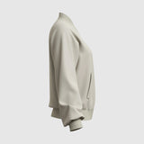 Chaqueta de mujer – Corte relajado – Algodón ligero – Cuello y puños acanalados