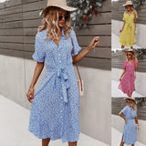 Stien - Elegante vestido de verano con lazo en la cintura.