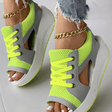 Sandalias con cordones para mujer – Punta abierta – Suela de plataforma – Malla transpirable