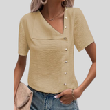 Nora - Elegante blusa de diseño con tapeta y cierre de botones.
