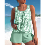 Tankini para mujer – Corte holgado – Tejido transpirable – Top fluido y shorts hasta la mitad del muslo