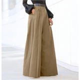 Pantalones anchos de mujer – Cintura alta – Corte holgado – Tejido transpirable y fluido – Parte delantera plisada