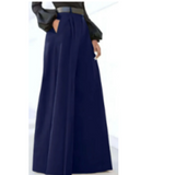 Pantalones anchos de mujer – Cintura alta – Corte holgado – Tejido transpirable y fluido – Parte delantera plisada