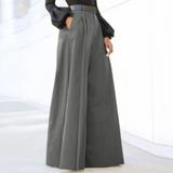 Pantalones anchos de mujer – Cintura alta – Corte holgado – Tejido transpirable y fluido – Parte delantera plisada