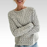 Victoria | Suéter gris elegante con escote en "U"