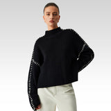 Alma | Suéter Oversize-Dolcevita con detalles de Piqué