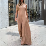 Mono de mujer – Sin mangas – Piernas anchas – Cuello alto – Corte largo