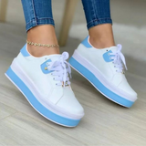 Zapatillas casuales de moda para mujer: estilo con cordones y suela gruesa y cómoda.