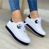 Zapatillas casuales de moda para mujer: estilo con cordones y suela gruesa y cómoda.
