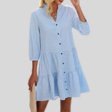 Camila - Elegante vestido de algodón a cuadros con tapeta de botones