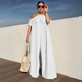 Mono de mujer – Hombros descubiertos – Pierna ancha – Tirantes estilo halter – Estilo casual