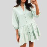 Camila - Elegante vestido de algodón a cuadros con tapeta de botones