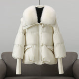 Chaqueta acolchada para mujer – Corte oversize – Cuello de piel sintética – Puños acanalados