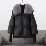 Chaqueta acolchada para mujer – Corte oversize – Cuello de piel sintética – Puños acanalados