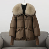 Chaqueta acolchada para mujer – Corte oversize – Cuello de piel sintética – Puños acanalados