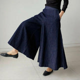 Pantalones anchos para mujer - Cintura alta - Corte holgado y elegante - Tejido fluido y cómodo