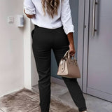 Pantalones de mujer - Elegantes y cómodos - Corte recto - Tejido elástico versátil