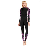 Traje de baño de cuerpo entero para mujer – Corte ajustado – Mangas largas – Cremallera frontal – UPF 50+