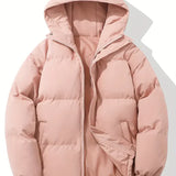 Chaqueta con capucha para mujer – Corte extragrande – Acolchado cálido – Cortavientos informal
