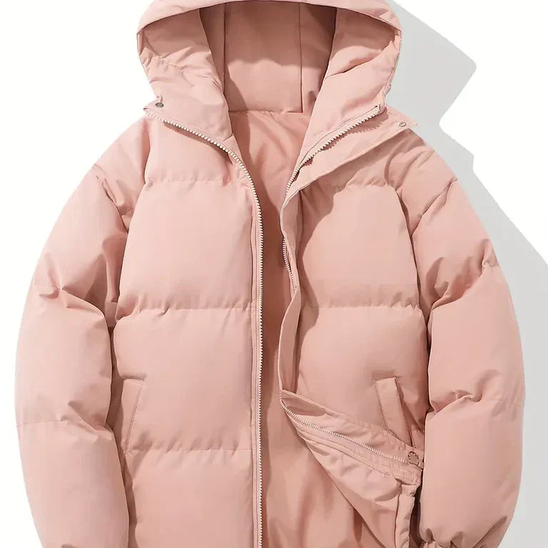 Chaqueta con capucha para mujer – Corte extragrande – Acolchado cálido – Cortavientos informal