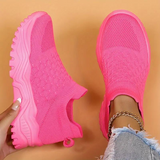 Zapatillas deportivas para mujer – Zapatos de caña alta – Tejido de punto suave – Suela gruesa – Fáciles de poner