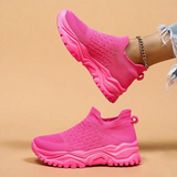 Zapatillas deportivas para mujer – Zapatos de caña alta – Tejido de punto suave – Suela gruesa – Fáciles de poner