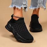 Zapatillas deportivas para mujer – Zapatos de caña alta – Tejido de punto suave – Suela gruesa – Fáciles de poner