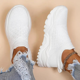 Zapatillas deportivas para mujer – Zapatos de caña alta – Tejido de punto suave – Suela gruesa – Fáciles de poner