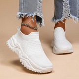 Zapatillas deportivas para mujer – Zapatos de caña alta – Tejido de punto suave – Suela gruesa – Fáciles de poner