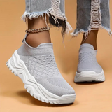 Zapatillas deportivas para mujer – Zapatos de caña alta – Tejido de punto suave – Suela gruesa – Fáciles de poner