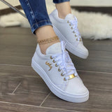 Zapatillas deportivas para mujer - Piel sintética transpirable - Suela cómoda antideslizante - Cordones ajustables
