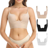 Sujetador halter para mujer – Corte largo invisible – Tirantes ajustables – Soporte con aros