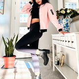 Chaqueta bomber para mujer – Corte holgado – Tejido ligero – Ribete de canalé con cremallera