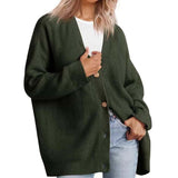 Cárdigan de mujer – Corte oversize – Punto acanalado – Cuello en pico – Abotonado – Manga larga
