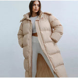 Abrigo largo de mujer – Chaqueta acolchada extragrande – Acolchado cálido – Cuello alto con cremallera