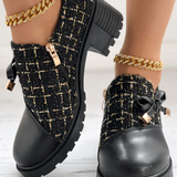 Zapatos de tacón grueso para mujer – Parte superior texturizada – Altura del tobillo – Lazo decorativo