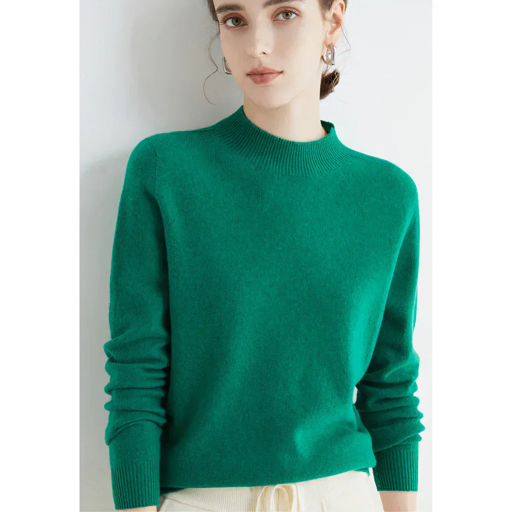 Suéter de mujer – Corte relajado – Lana suave – Cuello redondo acanalado – Mangas largas