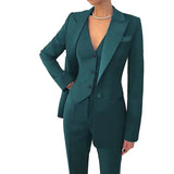 Traje de pantalón de mujer – Corte entallado – 3 piezas con chaleco – Lana estructurada